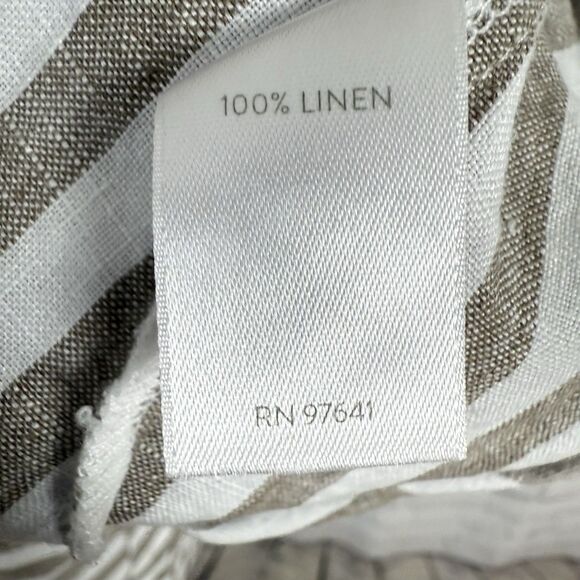 J Jill Linen Stripe Shirtdress Midi Dress Women M Pockets Preppy Beach Lagenlook - Picture 16 of 16